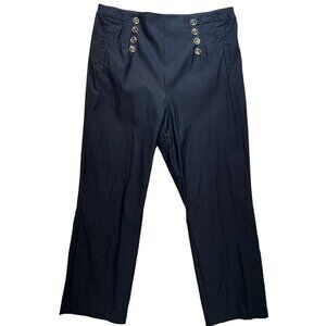 Susan Graver Women's Retro Pull On Crop Pants Sz 18W Black Button Accent Pockets